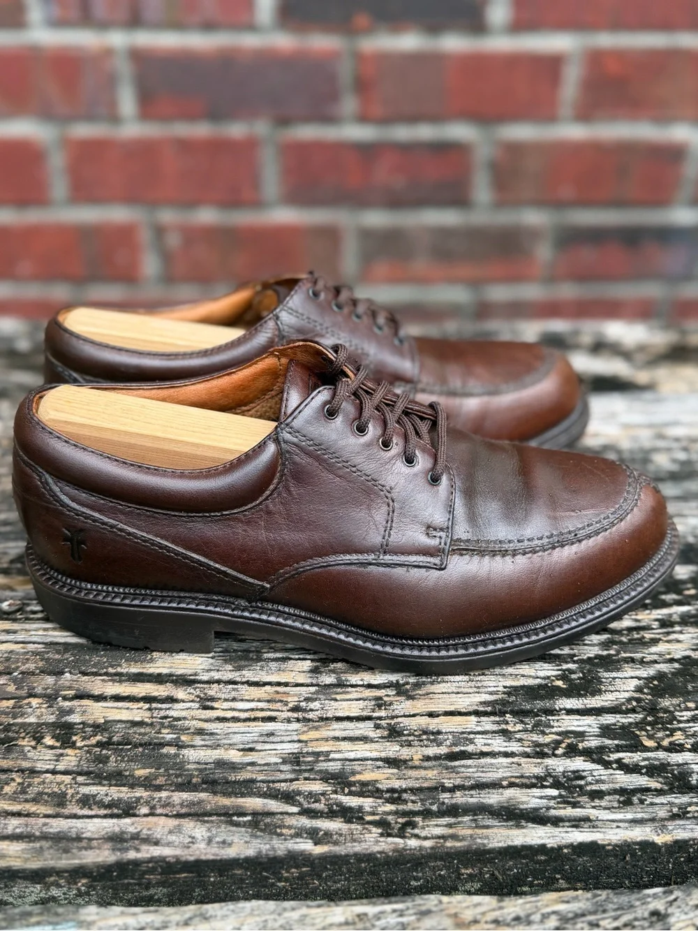 Frye Taylor Men’s Sz 7.5 Split Toe Brown Full Grain Leather Lace Up Oxford Shoes